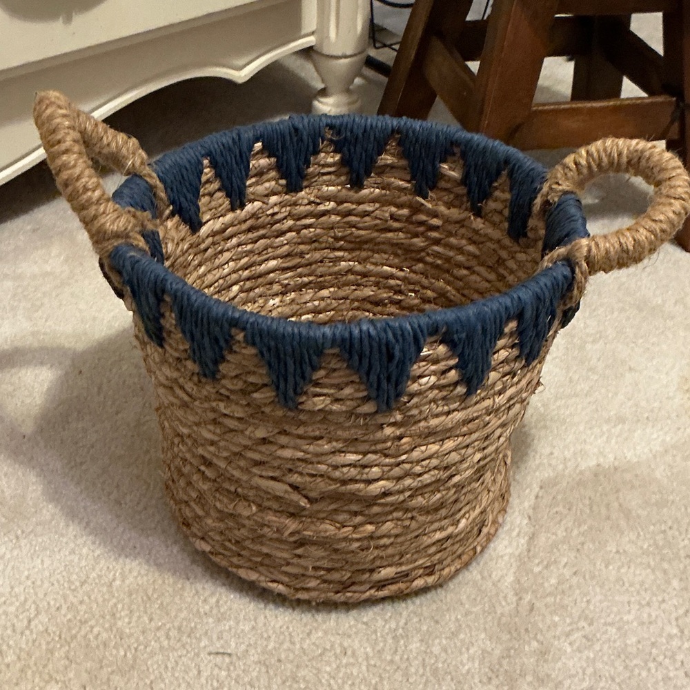 Blue and Brown Woven Basket